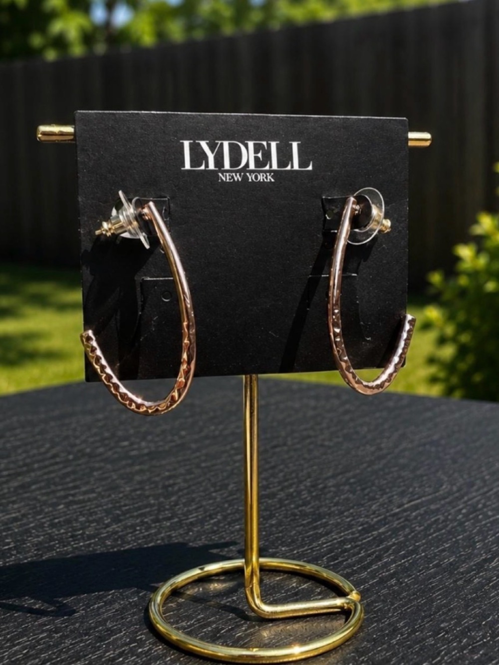 LYDELL New York Rose Gold Textured Hoop Earrings